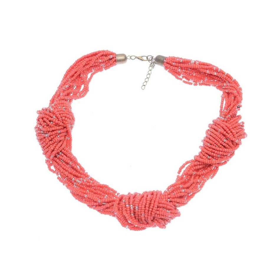 BEADED KNOTS SHORT NECKLACE