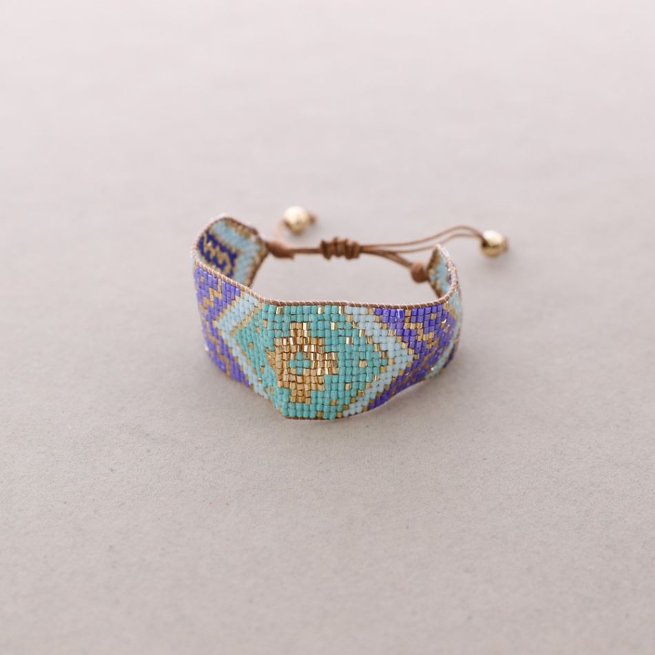 PULSERA ÉTNICA MACRAMÉ ABALORIOS