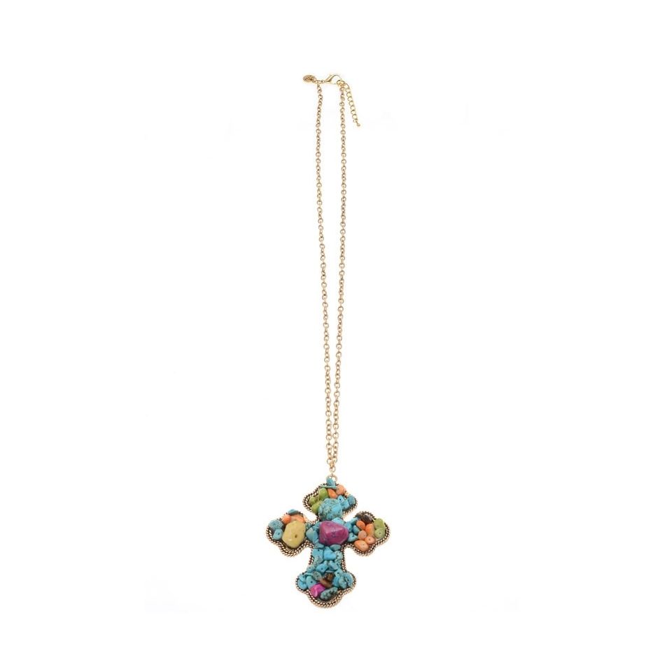 COLLAR LARGO COLG. CRUZ PIEDRAS