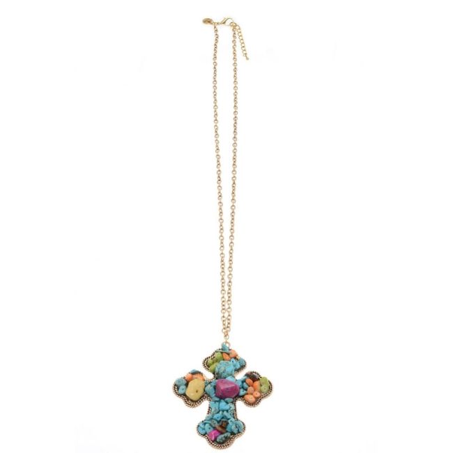 COLLAR LARGO COLG. CRUZ PIEDRAS