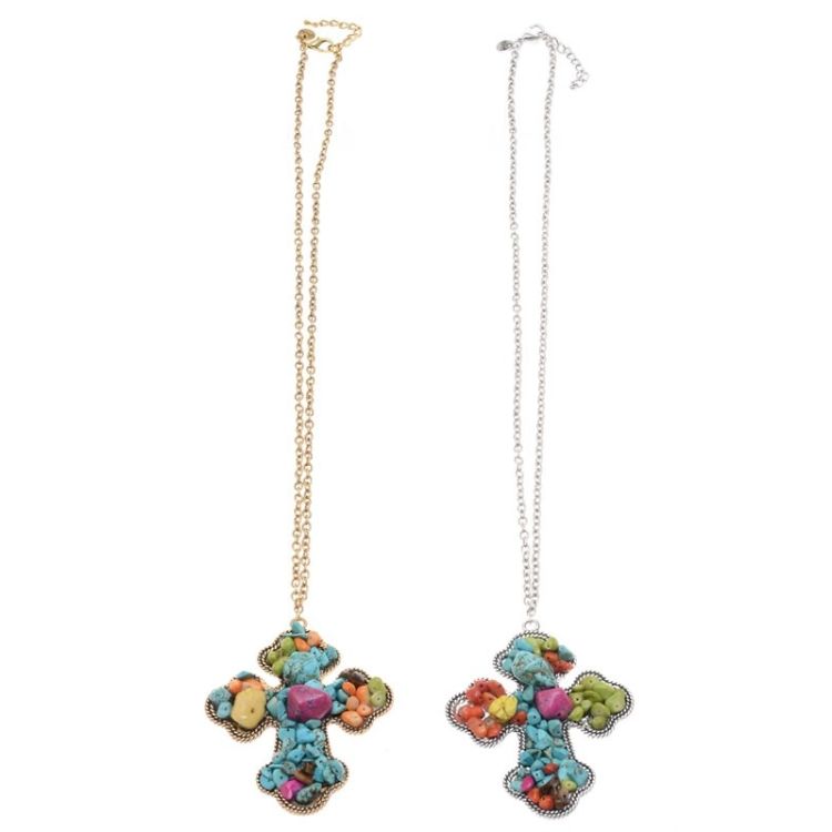 LONG NECKLACE WITH CROSS STONES 2
