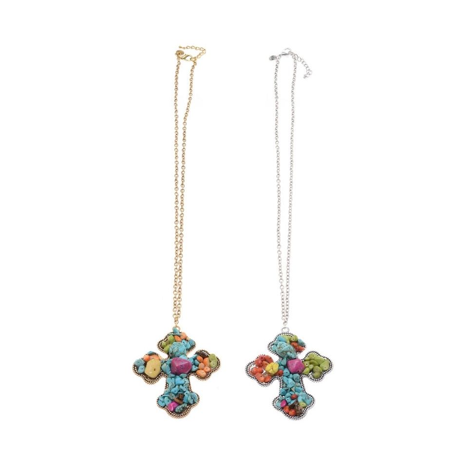 LONG NECKLACE WITH CROSS STONES