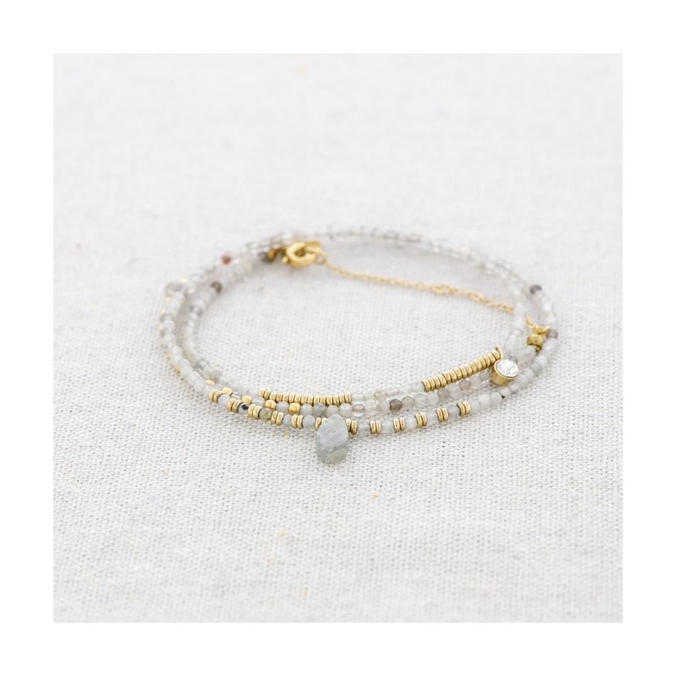 THREE ROUND STONE STEEL BRACELET