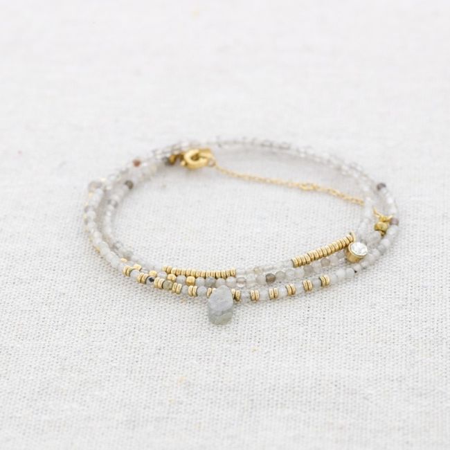 THREE ROUND STONE STEEL BRACELET