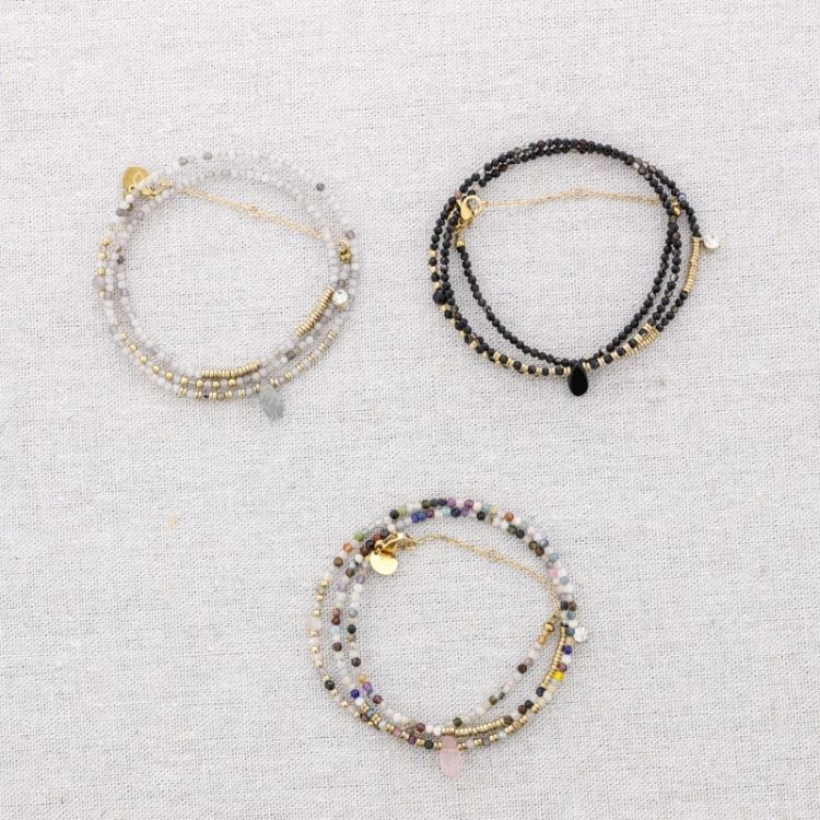 THREE ROUND STONE STEEL BRACELET 2