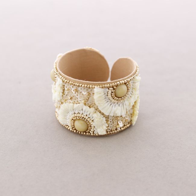 PULSERA ÉTNICA AJUSTABLE LENTEJUELAS POMPONES