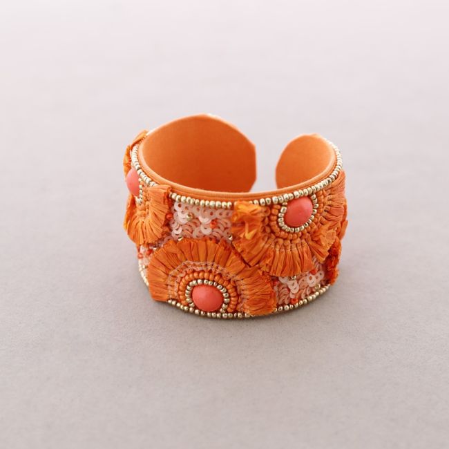 PULSERA ÉTNICA AJUSTABLE LENTEJUELAS POMPONES