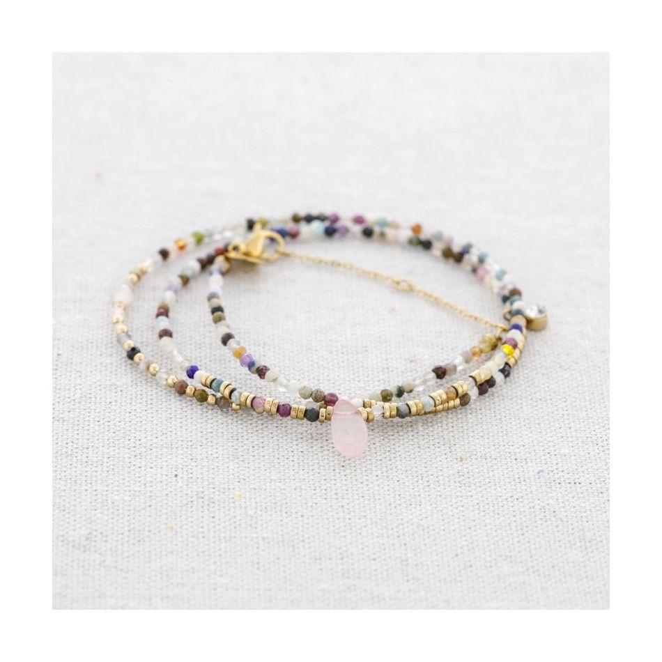 THREE ROUND STONE STEEL BRACELET