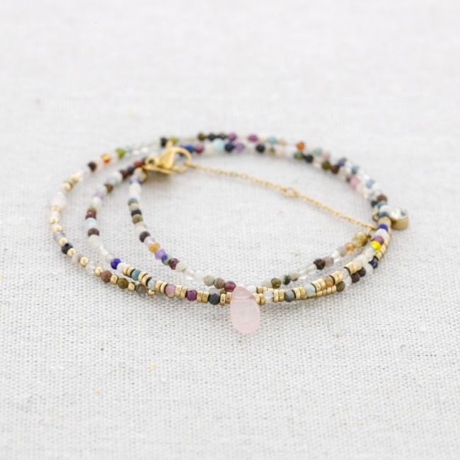 THREE ROUND STONE STEEL BRACELET