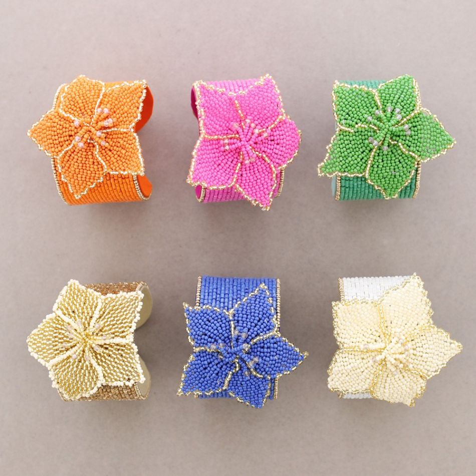 PULSERA ÉTNICA AJUSTABLE FLOR ABALORIOS