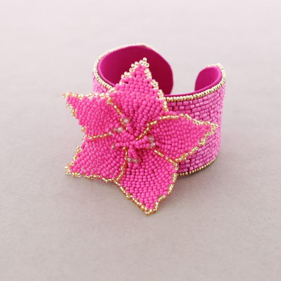PULSERA ÉTNICA AJUSTABLE FLOR ABALORIOS