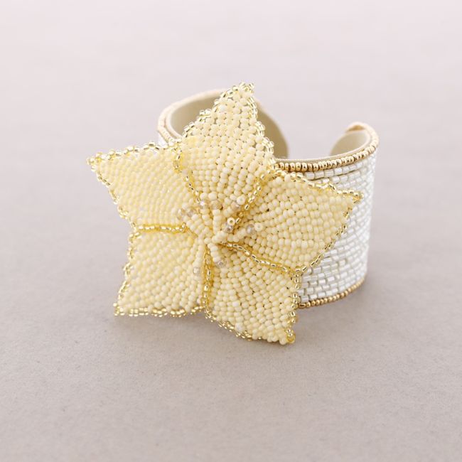 PULSERA ÉTNICA AJUSTABLE FLOR ABALORIOS