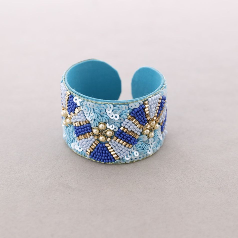 PULSERA ÉTNICA AJUSTABLE LENTEJUELAS ABALORIOS