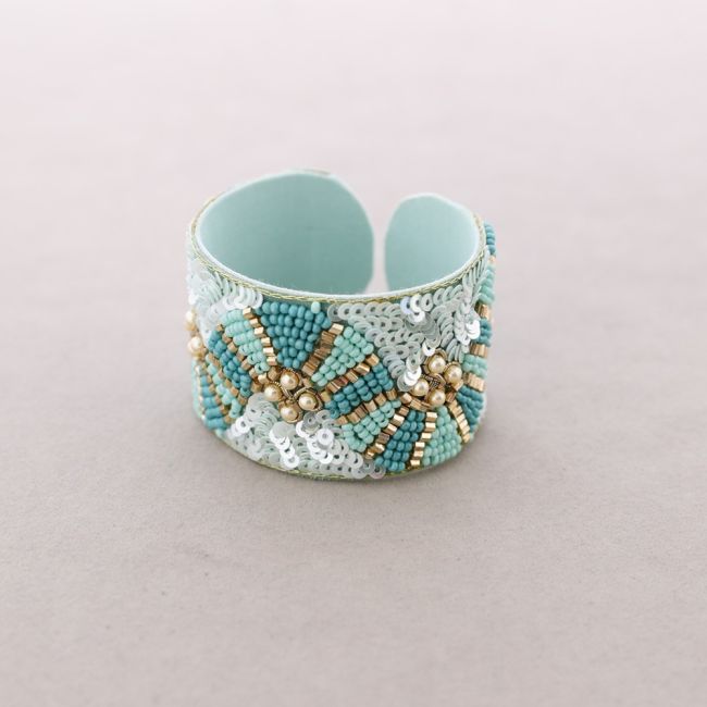 PULSERA ÉTNICA AJUSTABLE LENTEJUELAS ABALORIOS