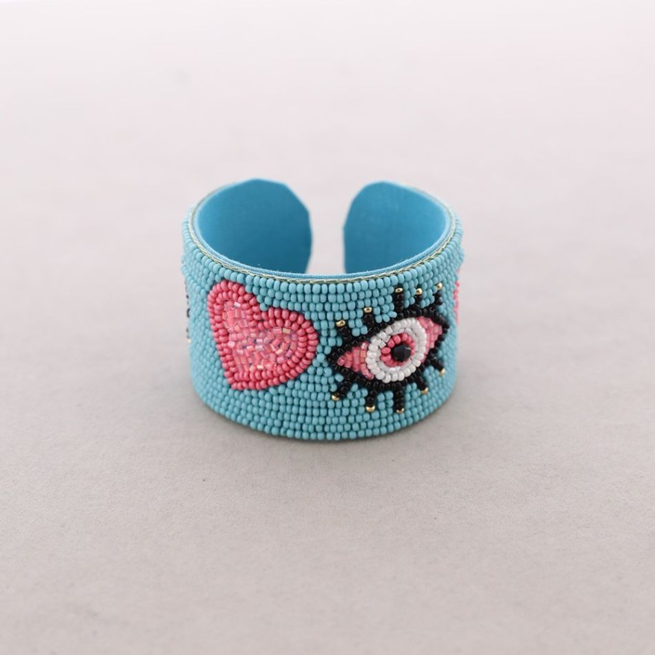 PULSERA AJUSTABLE OJOS ABALORIOS