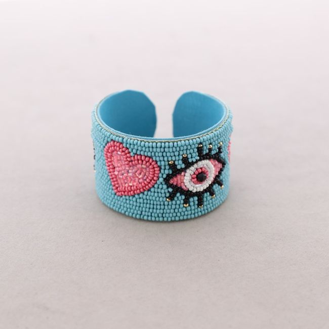 PULSERA AJUSTABLE OJOS ABALORIOS