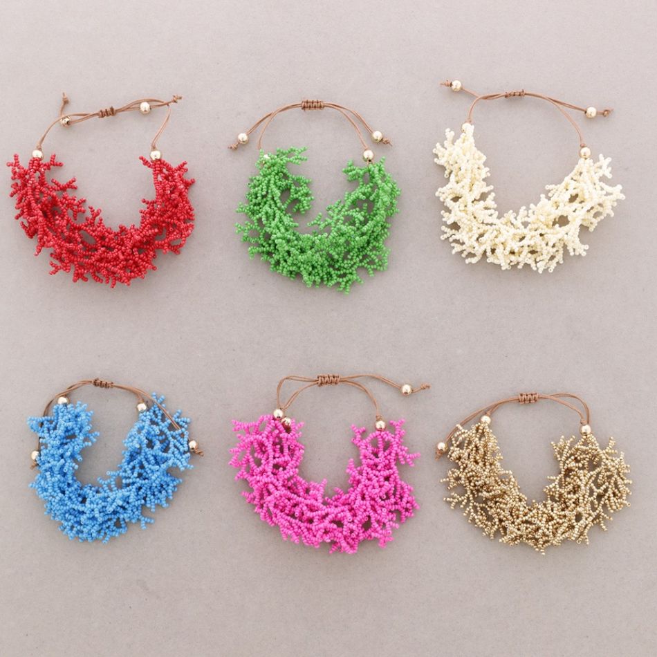 CORAL BEADS MACRAME BRACELET