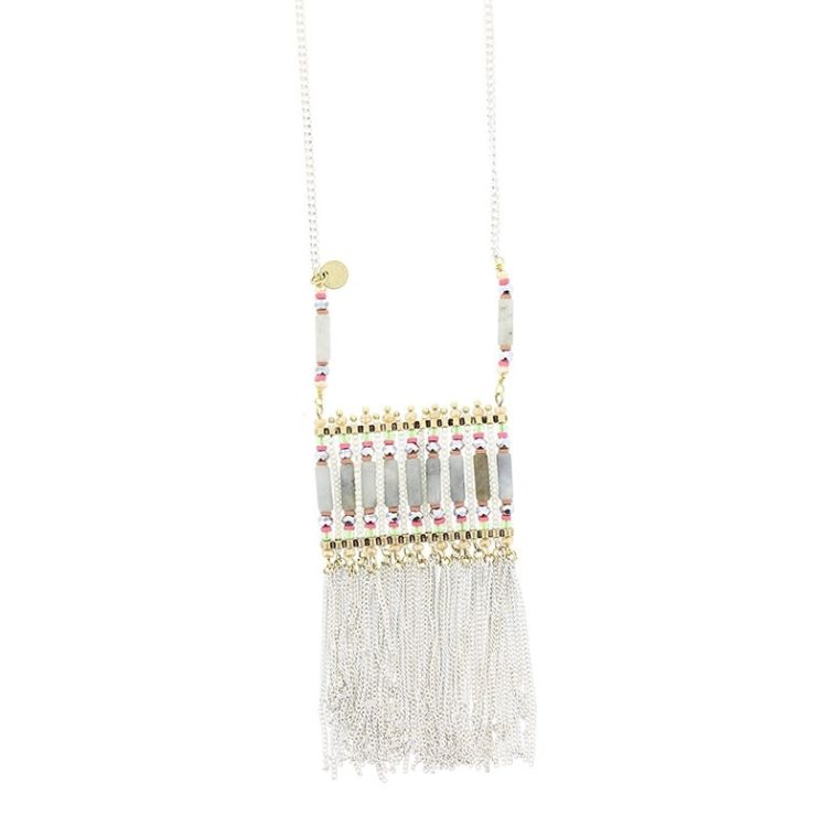 LONG NECKLACE WITH BEADS AND FRINGES 2