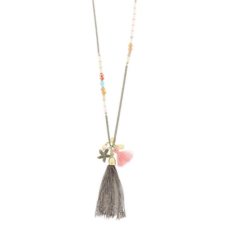 LONG NECKLACE WITH PENDANT BEADS
