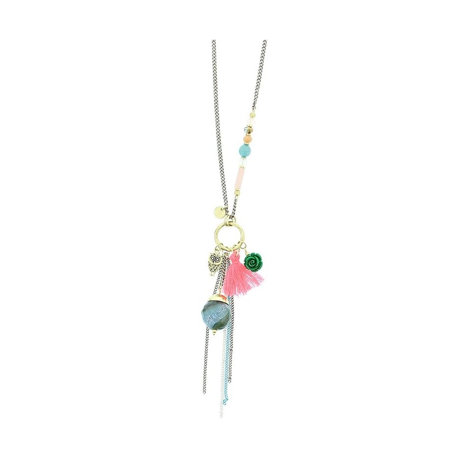 LONG STONE PENDANT NECKLACE