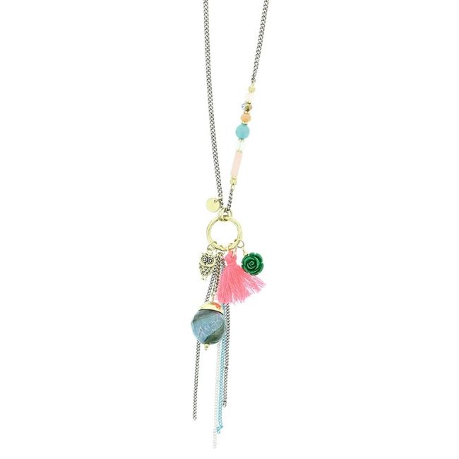 LONG STONE PENDANT NECKLACE