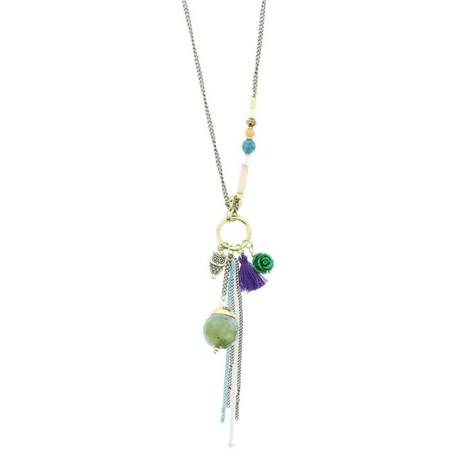 LONG STONE PENDANT NECKLACE
