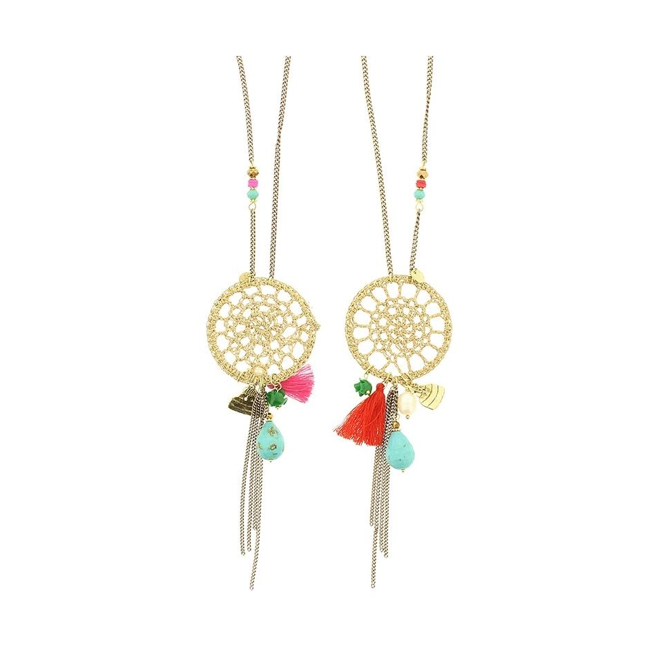 LONG NECKLACE WITH BEAD PENDANTS