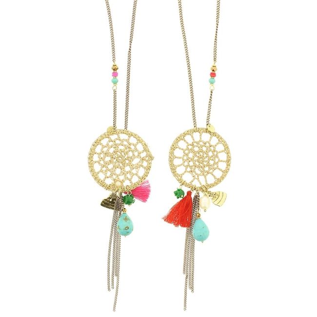 LONG NECKLACE WITH BEAD PENDANTS
