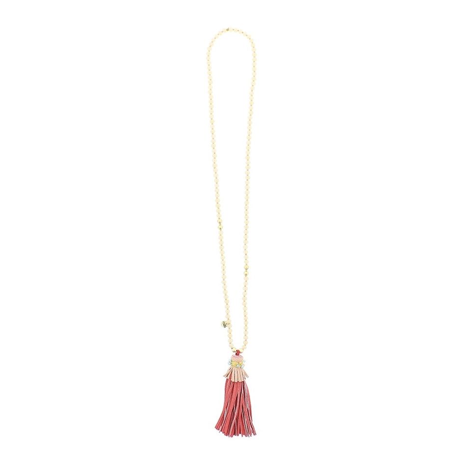 LONG NECKLACE WITH BEADS AND FRINGE