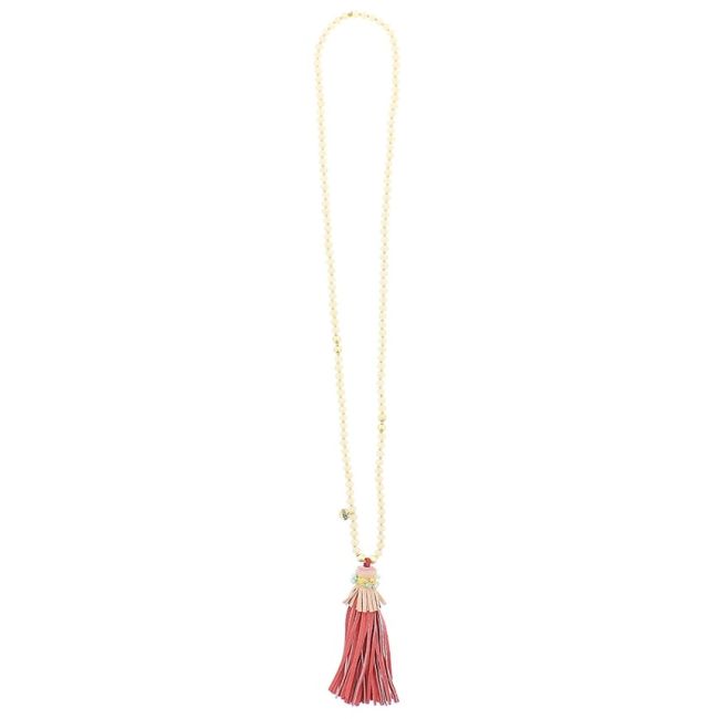 LONG NECKLACE WITH BEADS AND FRINGE