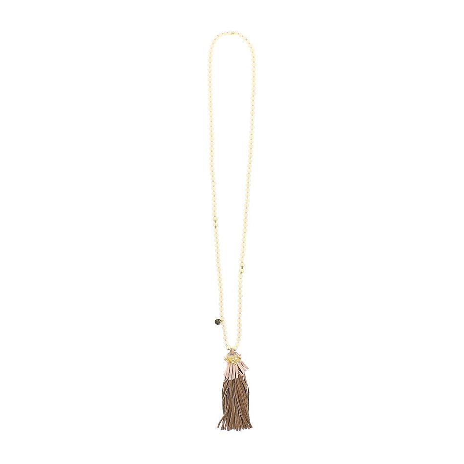 LONG NECKLACE WITH BEADS AND FRINGE