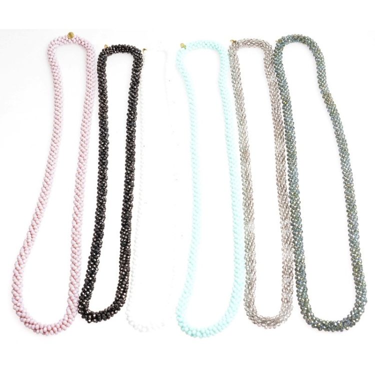 LONG NECKLACE WITH FACETED CRYSTALS 2