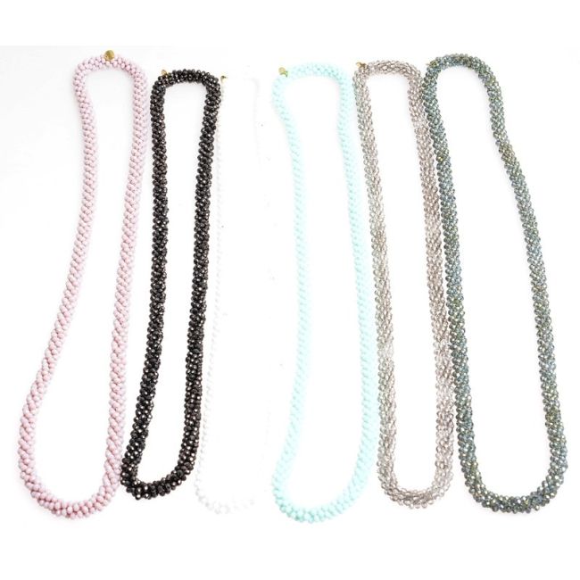 LONG NECKLACE WITH FACETED CRYSTALS