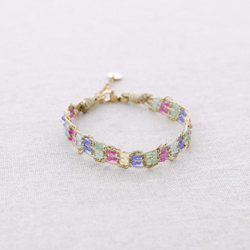 PULSERA ACERO CUENTAS FACETADAS