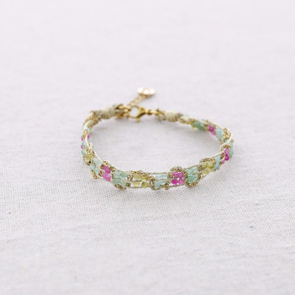 PULSERA ACERO CUENTAS FACETADAS