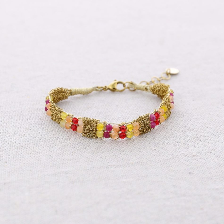 PULSERA ACERO CUENTAS FACETADAS