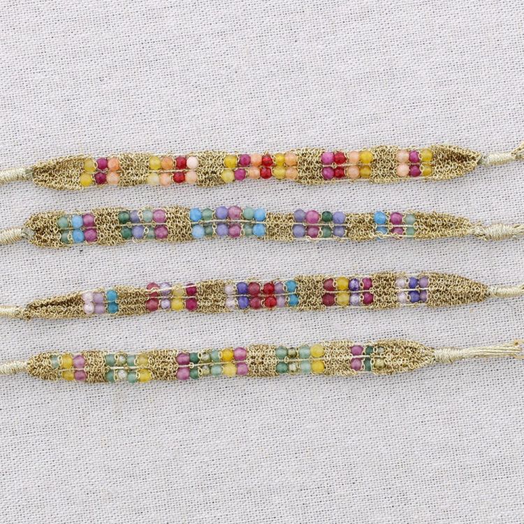 STEEL BRACELET WITH FACETED BEADS 2