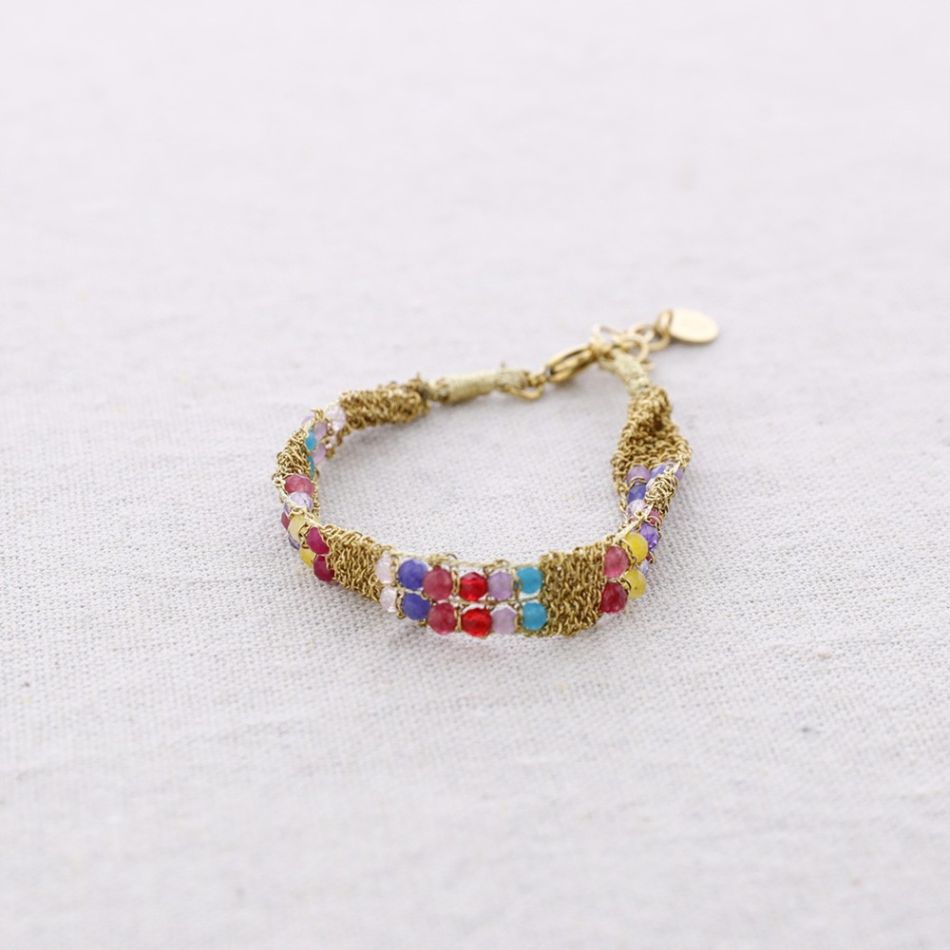 PULSERA ACERO CUENTAS FACETADAS
