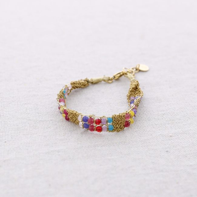 PULSERA ACERO CUENTAS FACETADAS