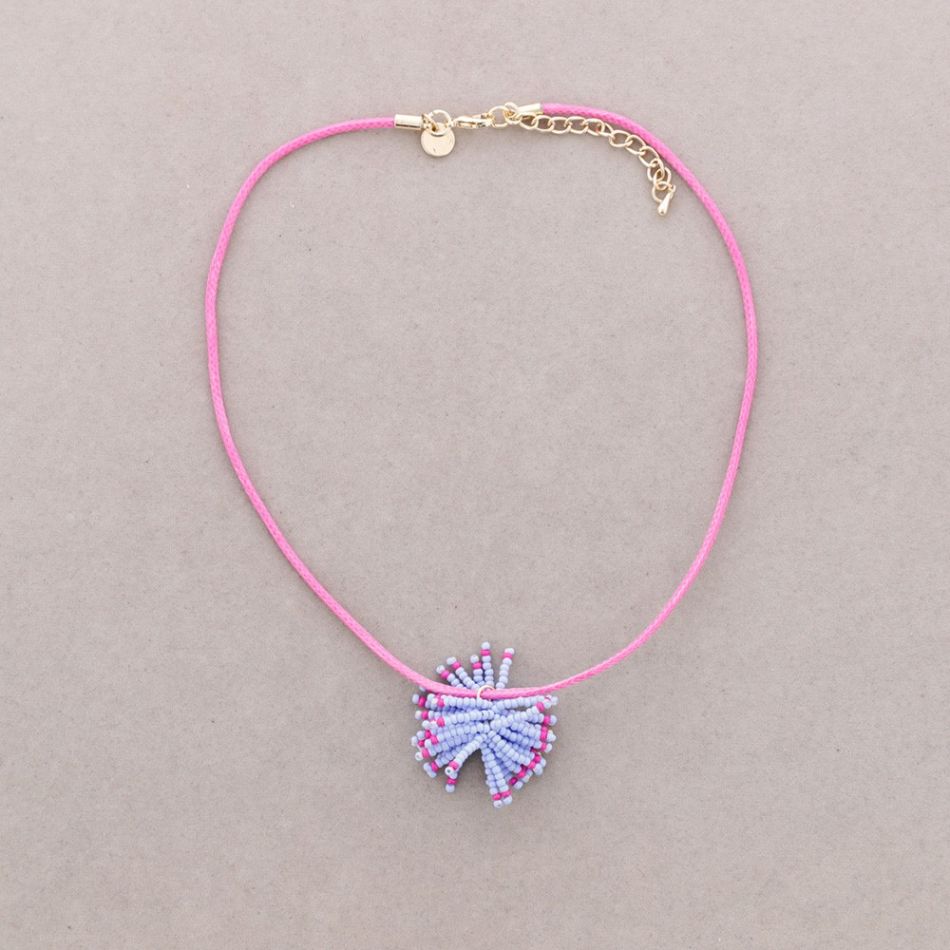 POM-POM PENDANT NECKLACE WITH BEADS