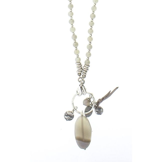 COLLAR LARGO CUENTAS METAL PIEDRAS