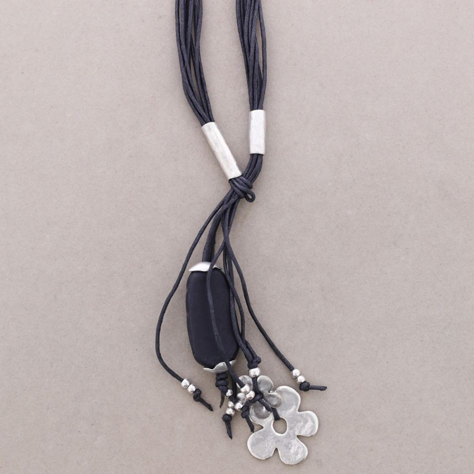 LONG NECKLACE METAL RESIN BEADS