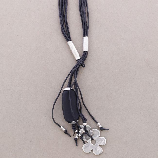 LONG NECKLACE METAL RESIN BEADS