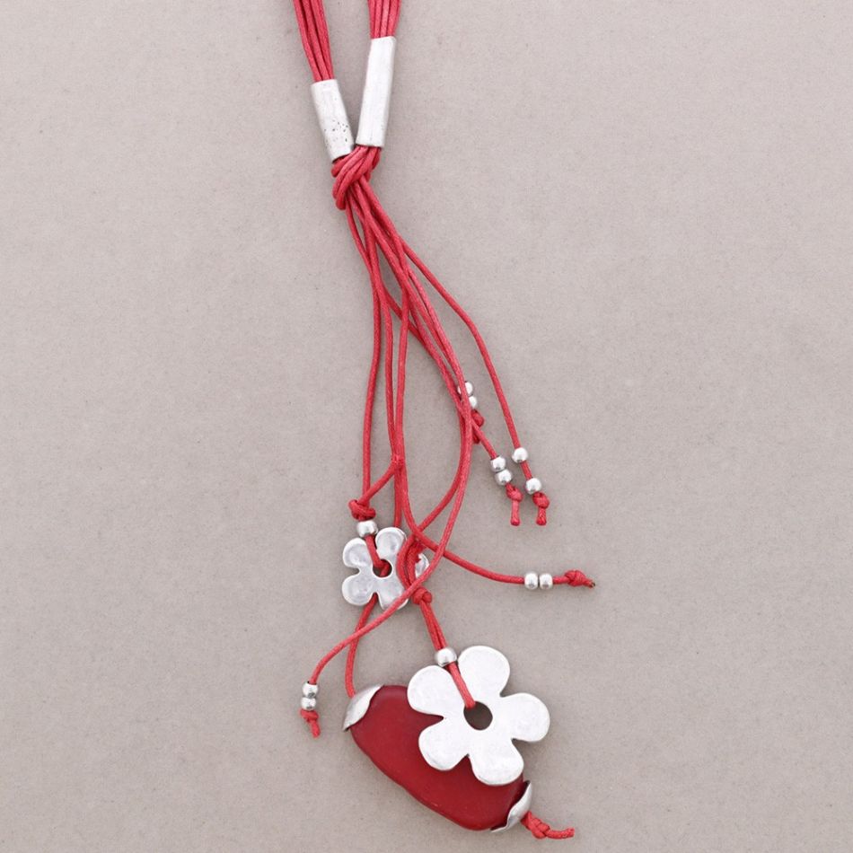 COLLAR LARGO CUENTAS METAL RESINA