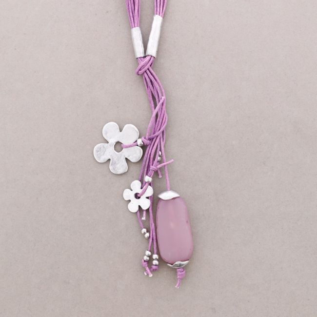 COLLAR LARGO CUENTAS METAL RESINA