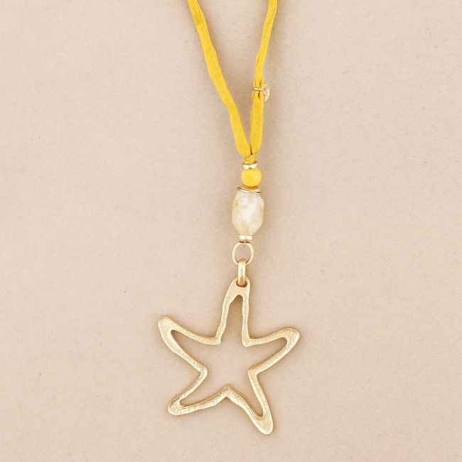 METAL STAR PENDANT LONG NECKLACE