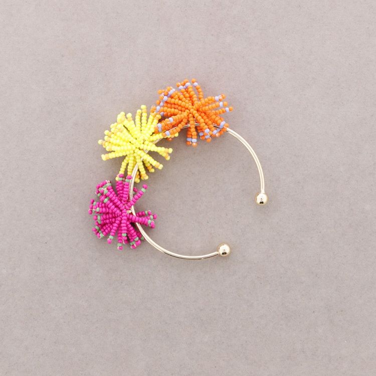 RIGID BRACELET WITH POMPOMS AND BEADS 2