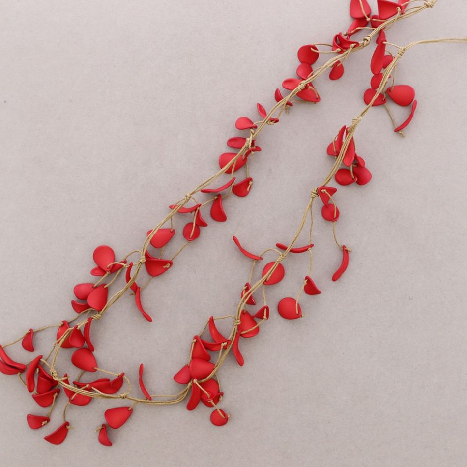 LONG NECKLACE WITH RESIN PETAL PENDANTS