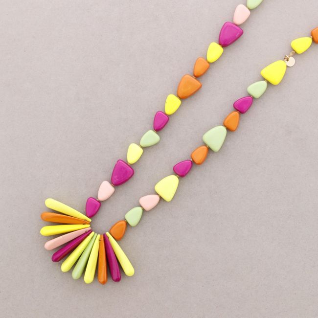 COLLAR LARGO CUENTAS RESINA
