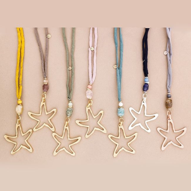 COLLAR LARGO COLGANTE ESTRELLA METAL